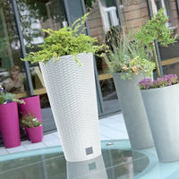 Doniczka TUBUS SLIM BETON EFFECT - antracyt
