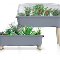 Szklarnia RESPANA PLANTER WOOD HIGH SET- szary kamienny