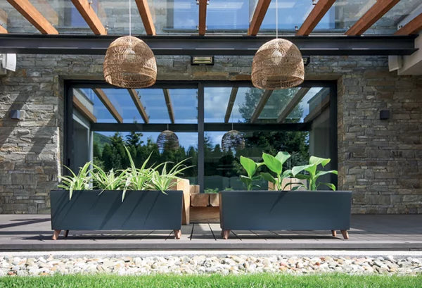 Doniczka URBI CASE MIDDLE BETON EFFECT - antracyt