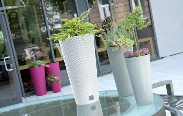 Doniczka  TUBUS SLIM BETON EFFECT - antracyt