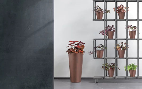 Doniczka  TUBUS SLIM BETON EFFECT - stal kortenowa